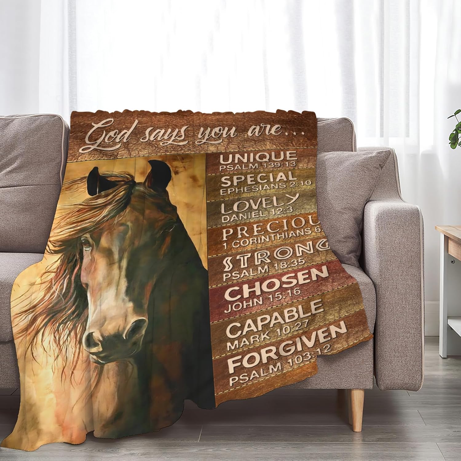 Tijuboni Christian Horse Throw Blanket Horse Gifts for Girls Boys Women Men Kids Adults Soft Flannel Fleece Blanket for Couch Sofa Bed Home Decor 40"x50" - Image 8