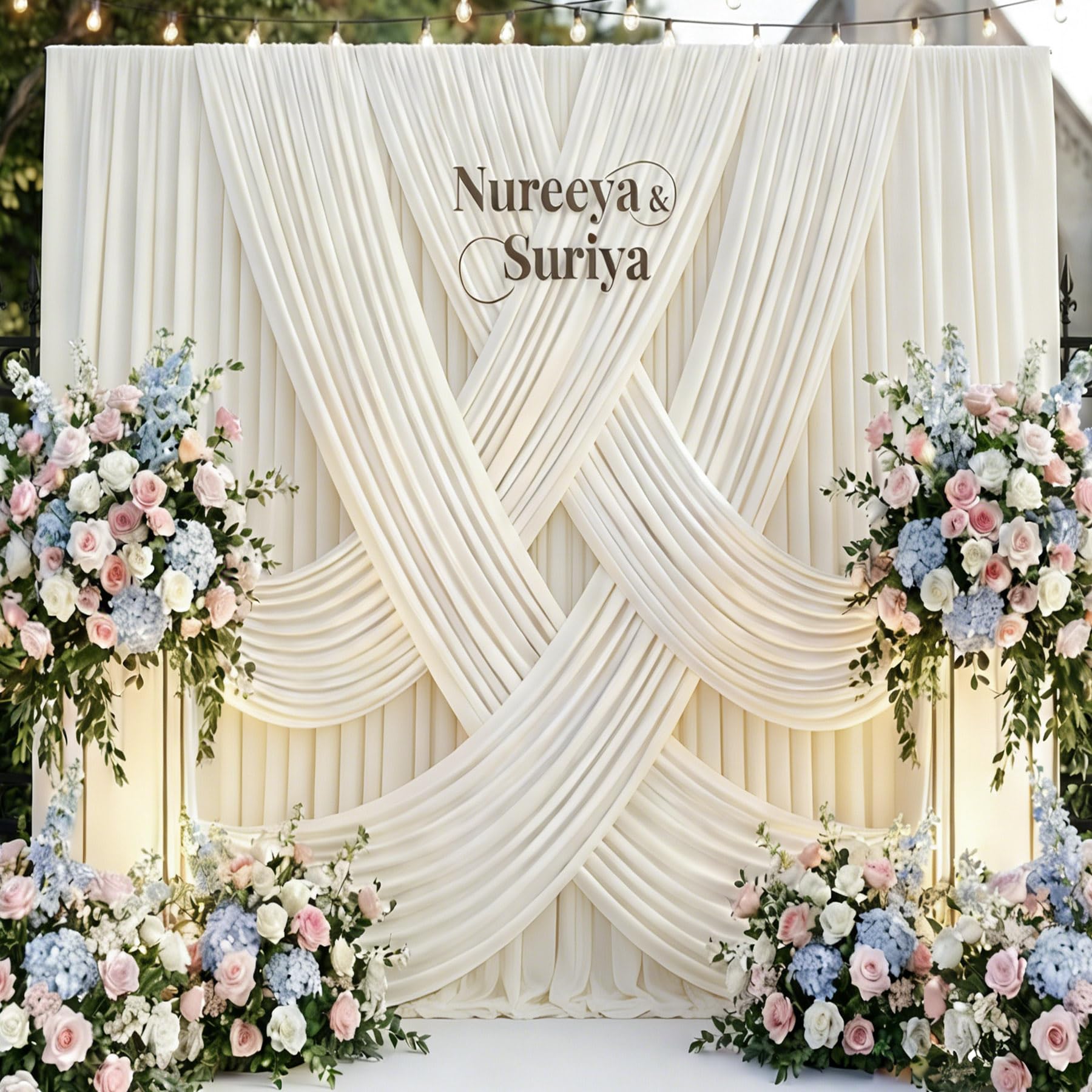 10x12 ft Wrinkle Free Ivory Backdrop Curtain for Wedding Parties, 2 Panels 12 ft Long Silky Polyester Photo Backdrop Drapes Back Drop Cloth for