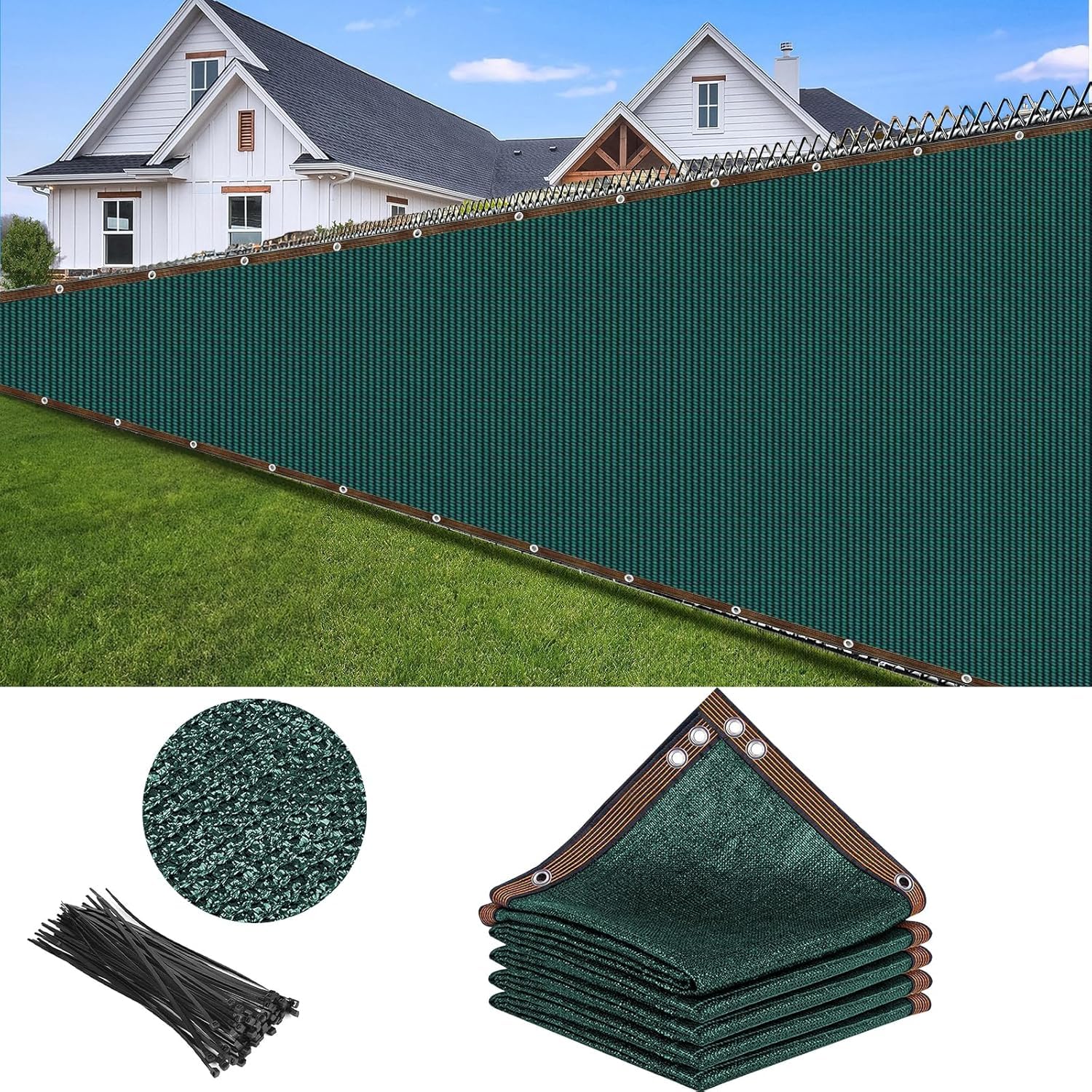 Malloom Grün Sichtschutz Zaunblende, 1,8m x 15m Zaunblende150 g/m² Schattiernetz Tennisblende, Windschutz UV-resistent Reißfest, mit Löcher und Kabelbinder für Garten, Balkon, Terrasse, Veranda