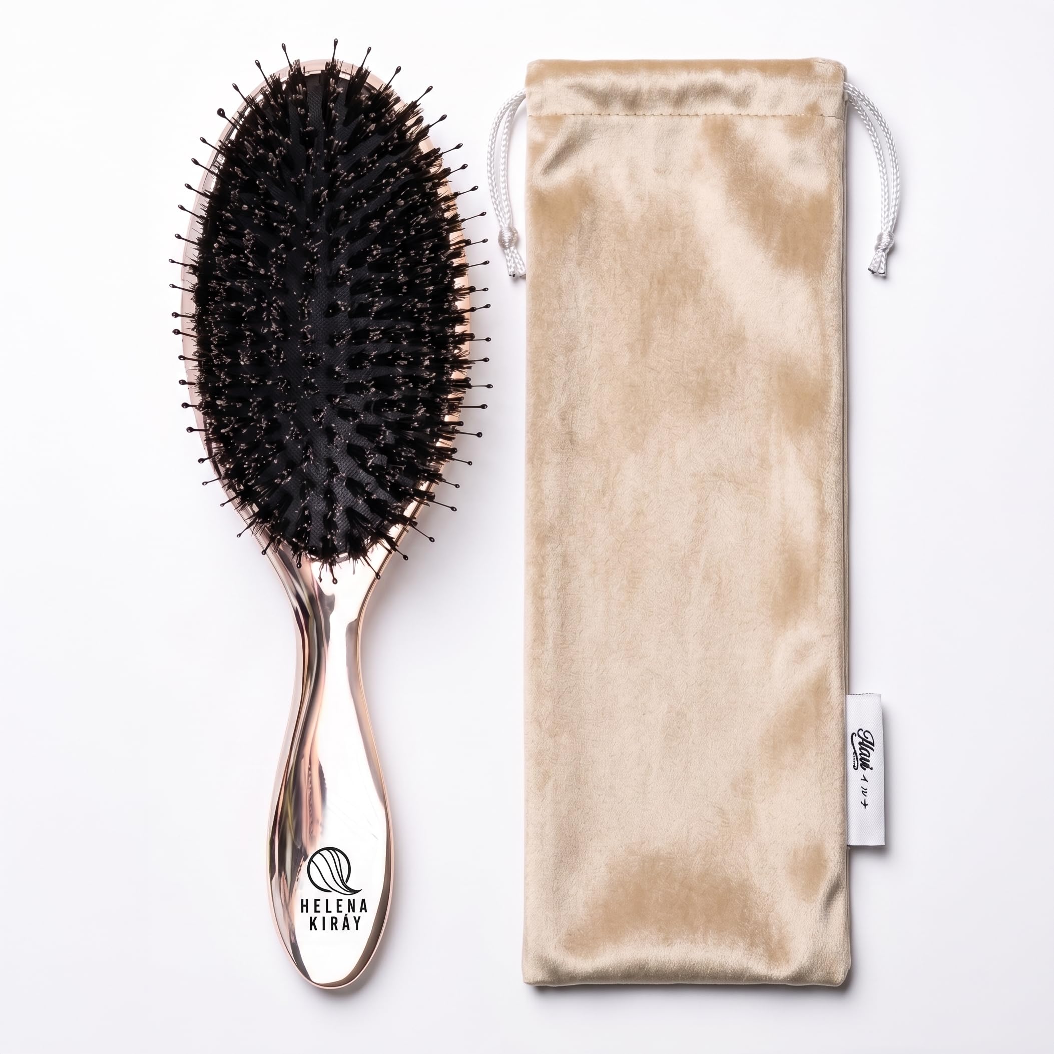 Amazon | HELENA KIRAY ヘアブラシ 頭皮ブラシ 猪毛 ピンクゴールド