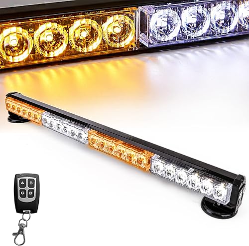 LE-JX Barra de luces de emergencia de asesor de tráfico de batería con control remoto inalámbrico, luz estroboscópica de advertencia de seguridad,