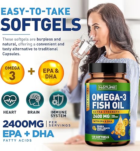 Miniatura 5 de Built by Nature Geles suaves de aceite de pescado Omega 3 - 2400 mg de aceite de pescado, 1440 mg de Omega 3, 864 mg de EPA, 576 mg de DHA -