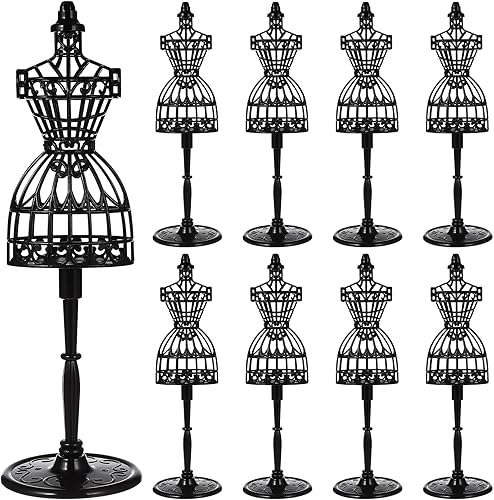 Gadpiparty 12 piezas de ropa para muñecas, modelo de arte hueco, marco de ropa, vestido de mini maniquí para exhibición de juguetes de muñeca