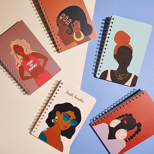 Miniatura 8 de Diario encuadernado en espiral de tapa dura, Hustle Harder, 240 páginas rayadas para escritura y cuidado personal