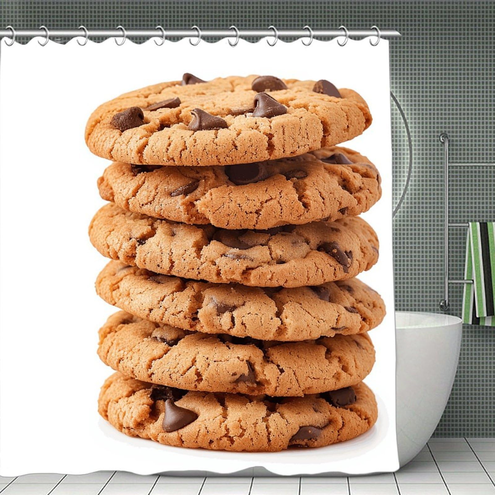 QMNLKH Biscuit Shower Curtain with Hooks, Waterproof Bath Curtains for Bathroom, Lightweight Bath Curtains Liner for Hotel, Personalized Bath Curtain for Spa, 70.8 Inch