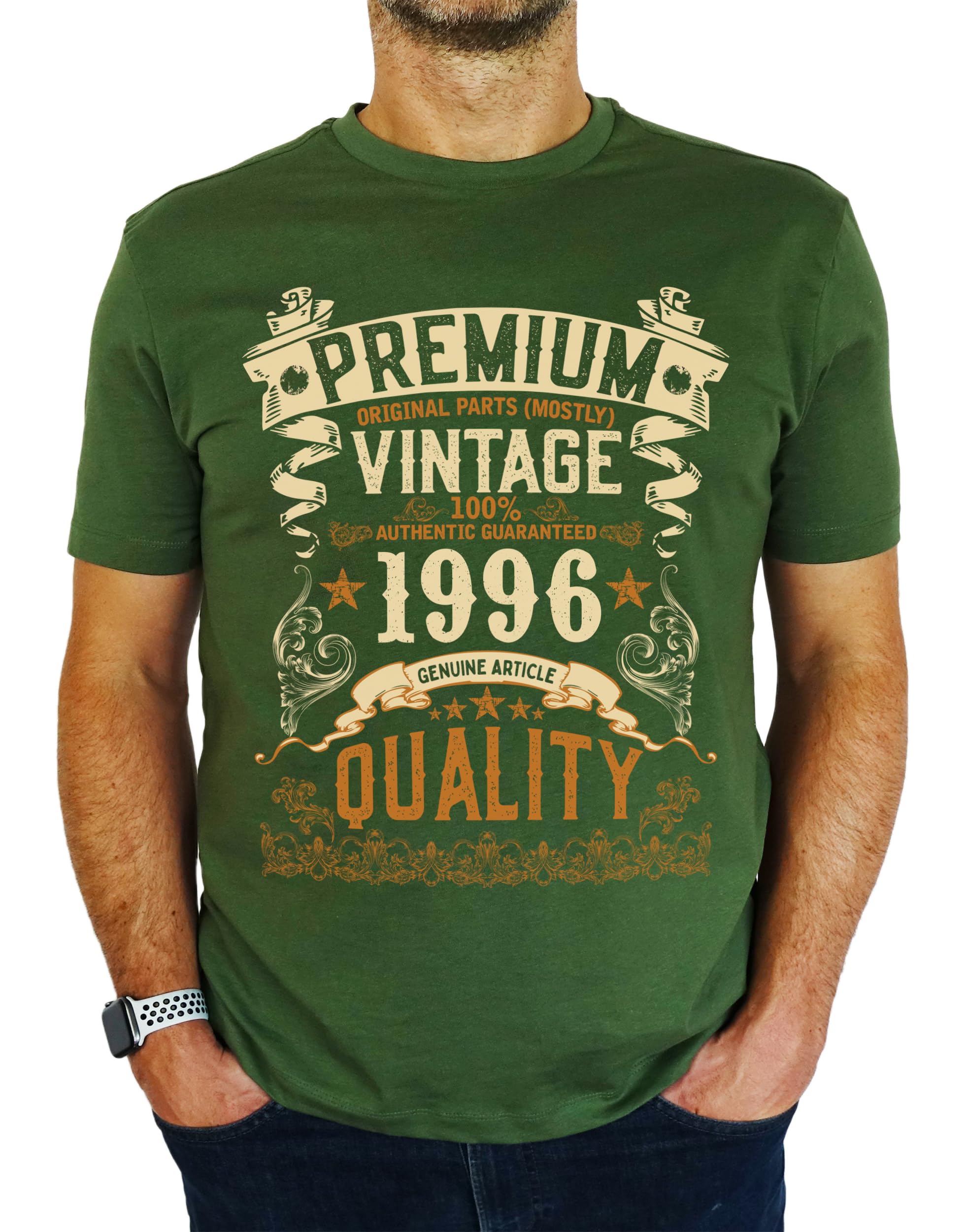 1996 Vintage - Premium Quality - 30th Birthday Gift | Present Mens T-Shirt Earthy Green M