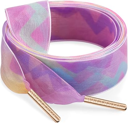 Print Organza Shoe Laces 2 Pairs 2.5CM Wide Pattern Snow Yarn Shoelaces with Metal Tips