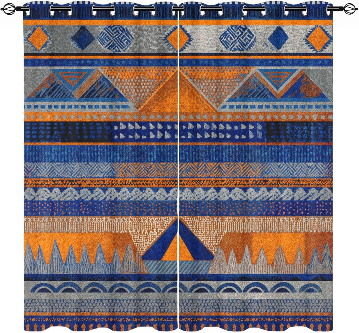 Rideau occultant multicolore 140 x 245 cm avec motif géométrique et isolation thermique