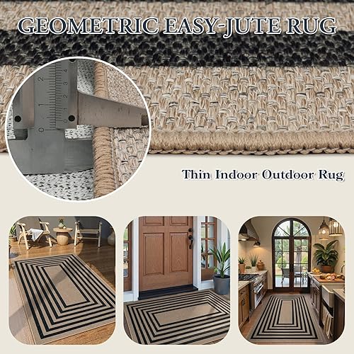 Vista 365 de Lahome Alfombra moderna de yute, de 2 x 8 pies, lavable, para entrada, granja, cocina, antideslizante, para interiores y exteriores, alfombra