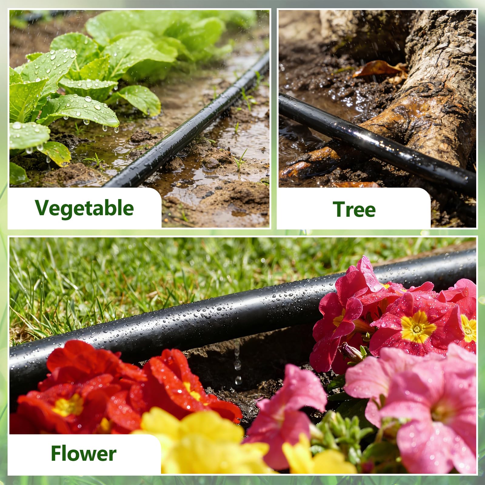 150M 5/8" Nastro Irrigazione a Goccia Kit, TOROKOM Nastro Irrigatore Spazio Fori 6", Componenti Sistema di Irrigazione per Giardino, Fattoria, Prato e Serra
