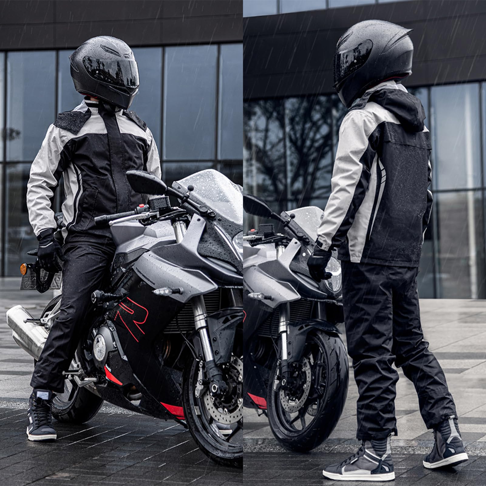 Rain Jacket, Wasserdichter Motorrad-Regenanzug für Männer und Frauen, Radfahren Fahrrad Regenbekleidung, Jacke und Hose mit Aufbewahrungstasche,regenjacke wasserdicht atmungsaktiv