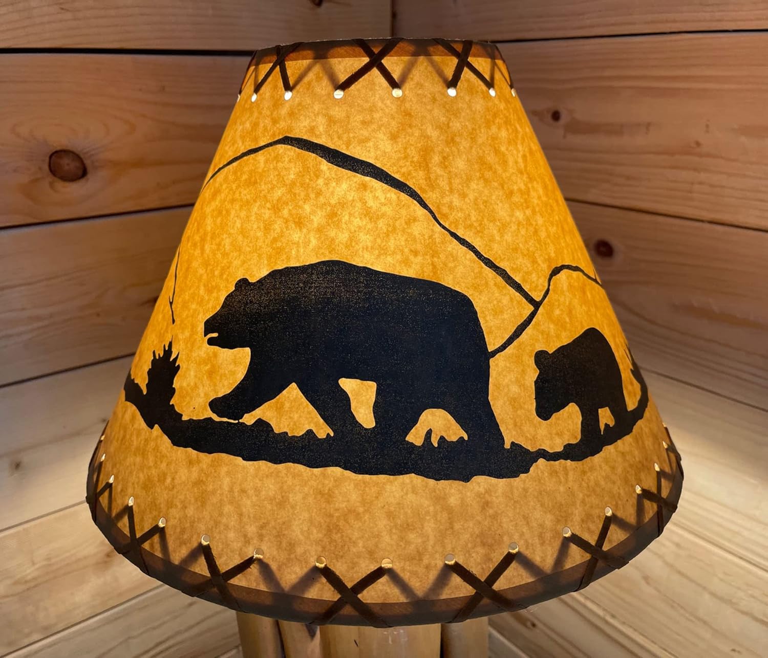 Rustic Oiled Craft Paper Laced Bear Lamp Shade - 14"