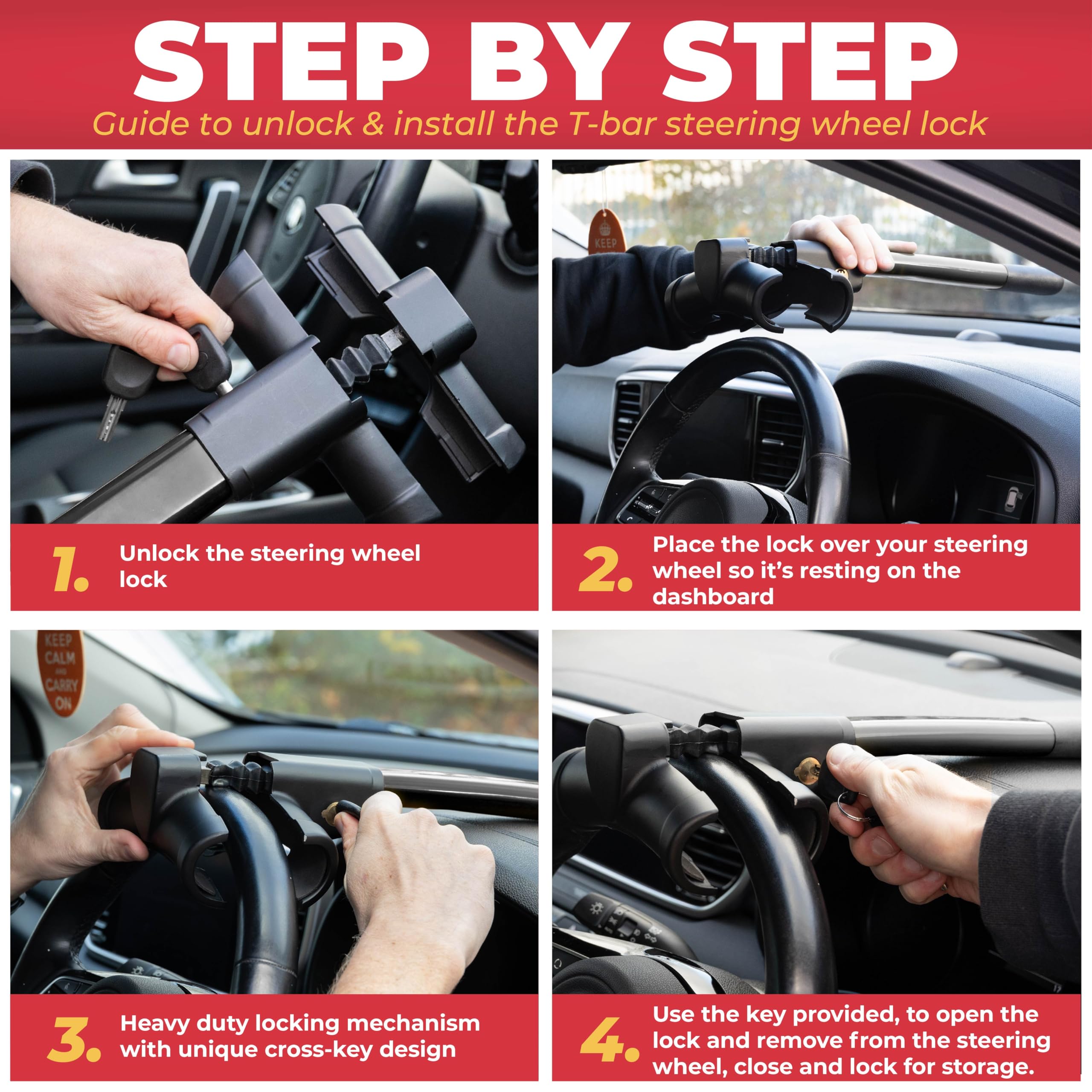 GADLANE Combinaties stuurslot voor auto, sleutelloze