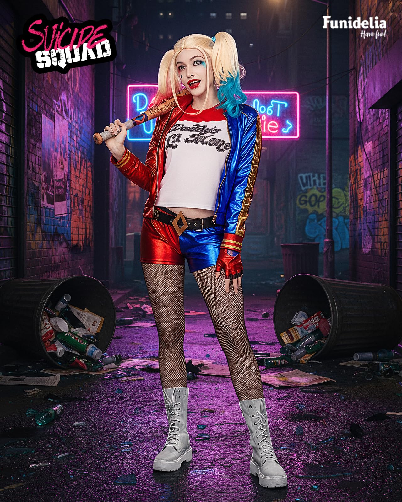 Funidelia | Kostium Harley Quinn Legion Samobójców dla kobiet Superbohaterowie DC Comics Suicide Squad Przestępcy - Strój dla dorosłych i zabawne akcesoria na imprezy karnawał i Halloween