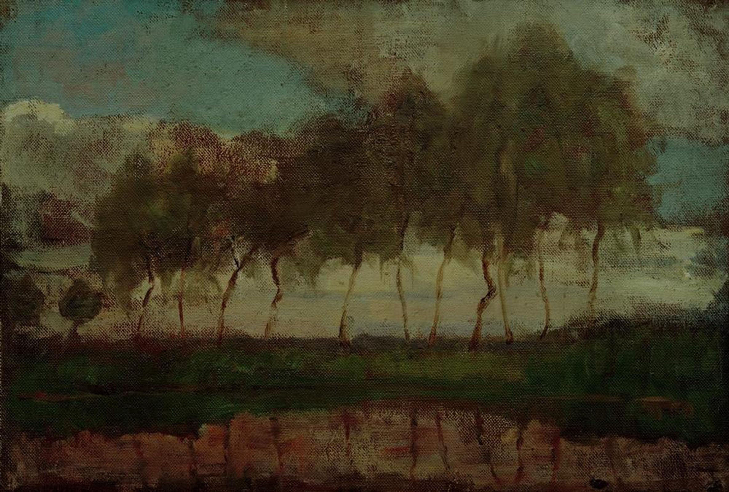 ARTXLXXBN Famous Prints Artwork Pictures Poster Painting Art the Gein Trees on the Water by Piet Mondrian Artwork Landscape Pictures for Home Decor 60x90cm