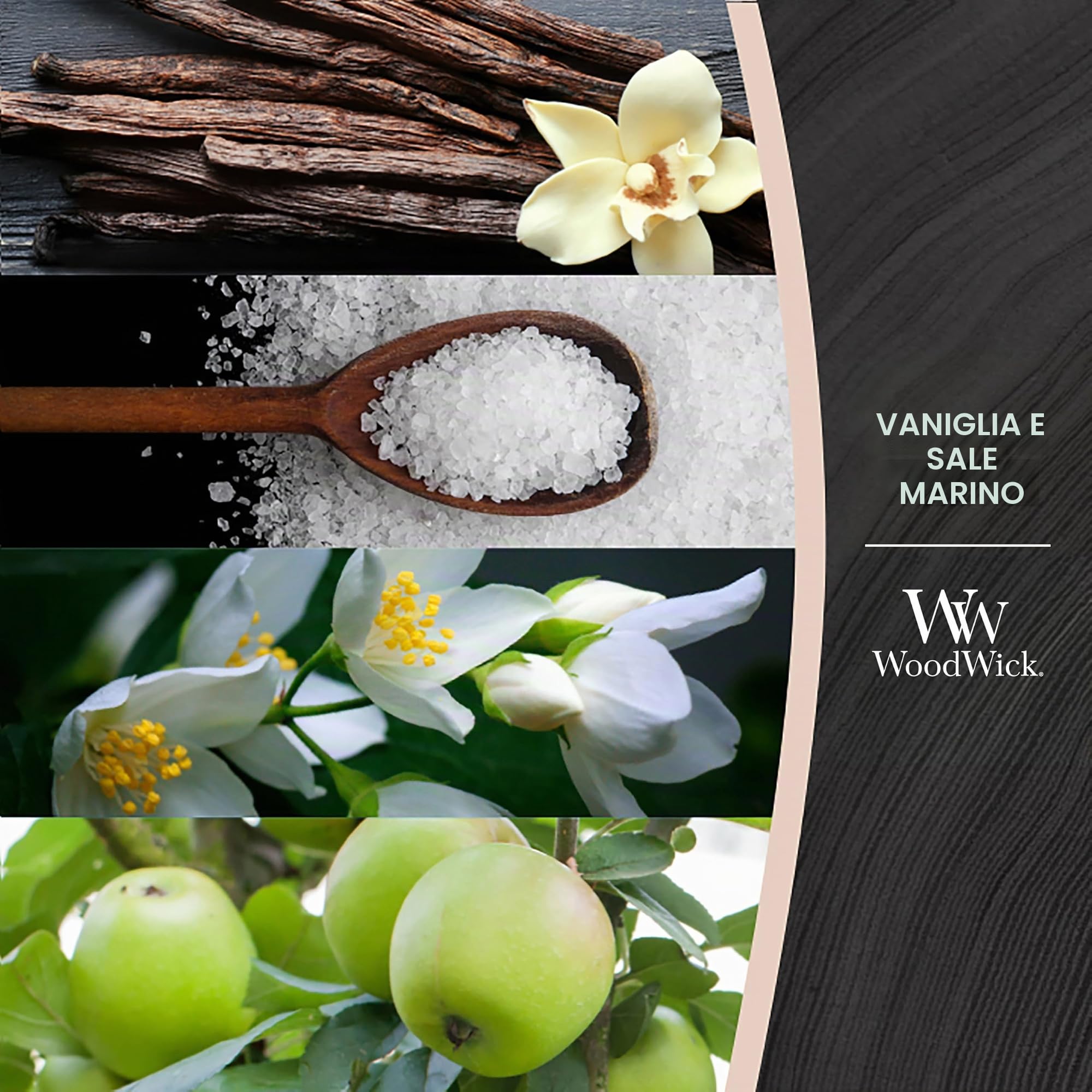 WoodWick Candela profumata Hourglass media con stoppino crepitante | Vaniglia e sale marino | Durata della fragranza: fino a 20 ore (Confezione da 2)