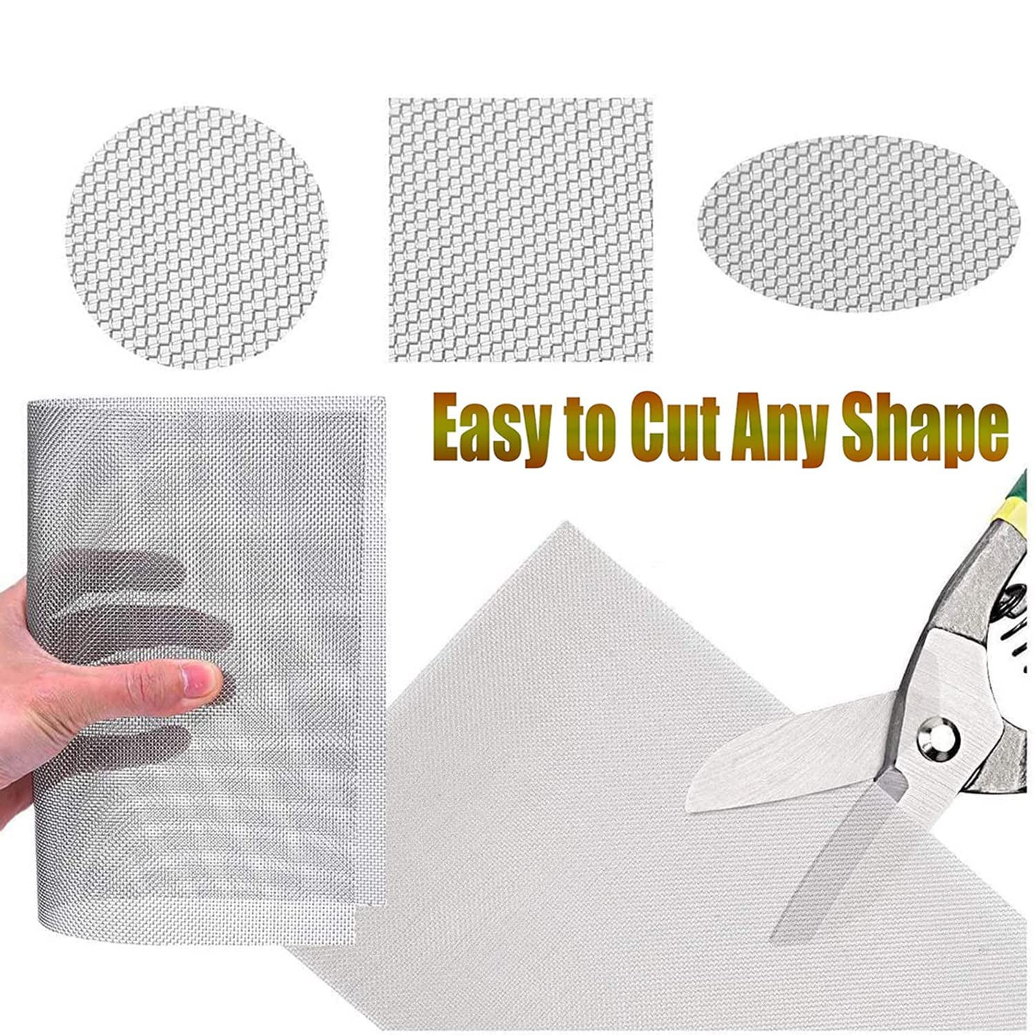 LIEOWYD Stainless Steel Woven Wire Mesh Woven Wire Mesh Stainless Steel Mesh Sheet Air Vent Mesh Mosquito Net for Windows, Mesh 0.5mm,Silver-40 Mesh-1x17m