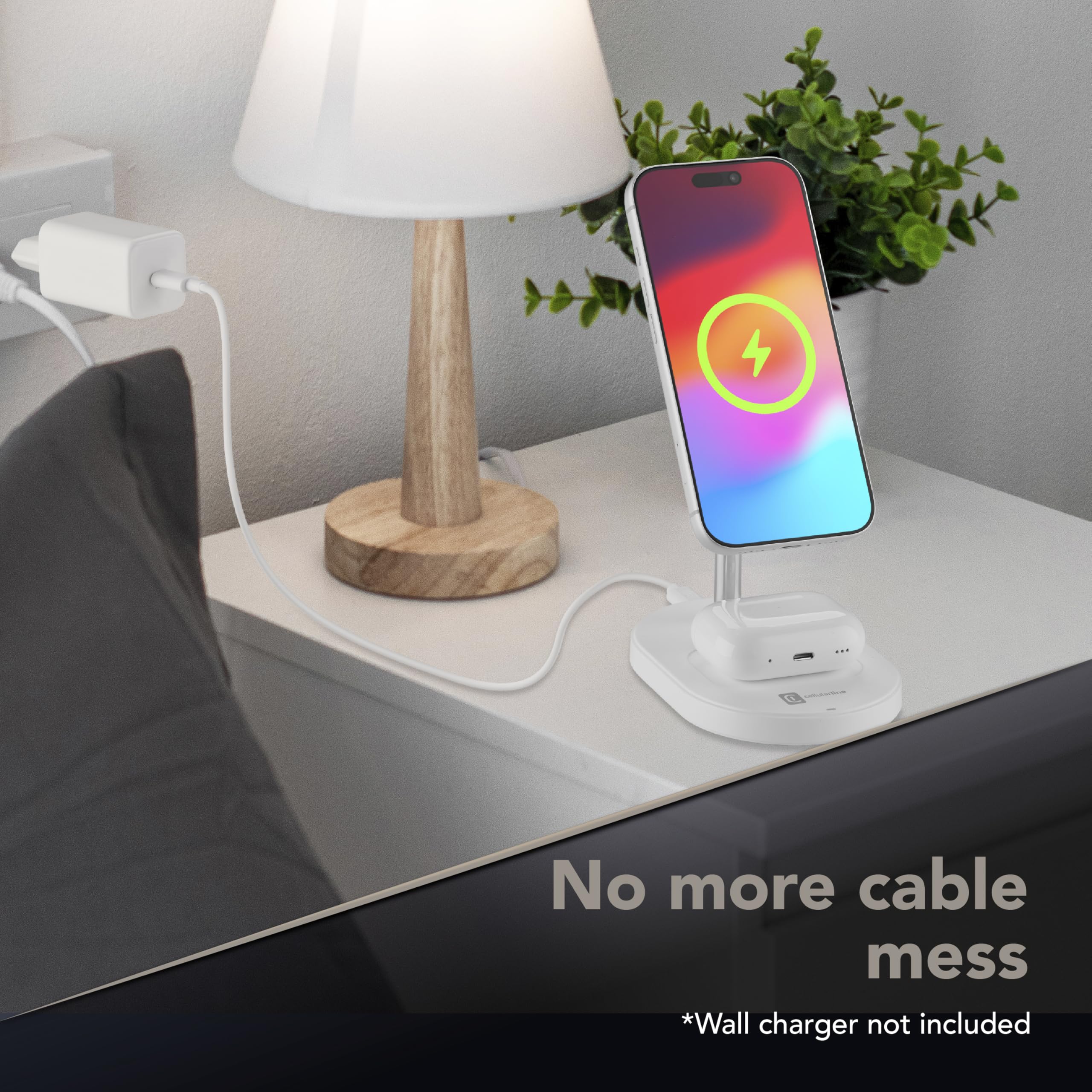 Cellularline MAG Duo Magnetisches Wireless-Ladegerät – 25W 2-IN-1 Kabellose Ladestation – Zertifiziert mit Qi2.2-Technologie, Weiß
