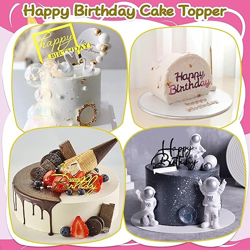 Miniatura 5 de 40 adornos acrílicos para tartas de cumpleaños con 10 estilos, 4 colores para fiestas de cumpleaños, pasteles, postres, pasteles