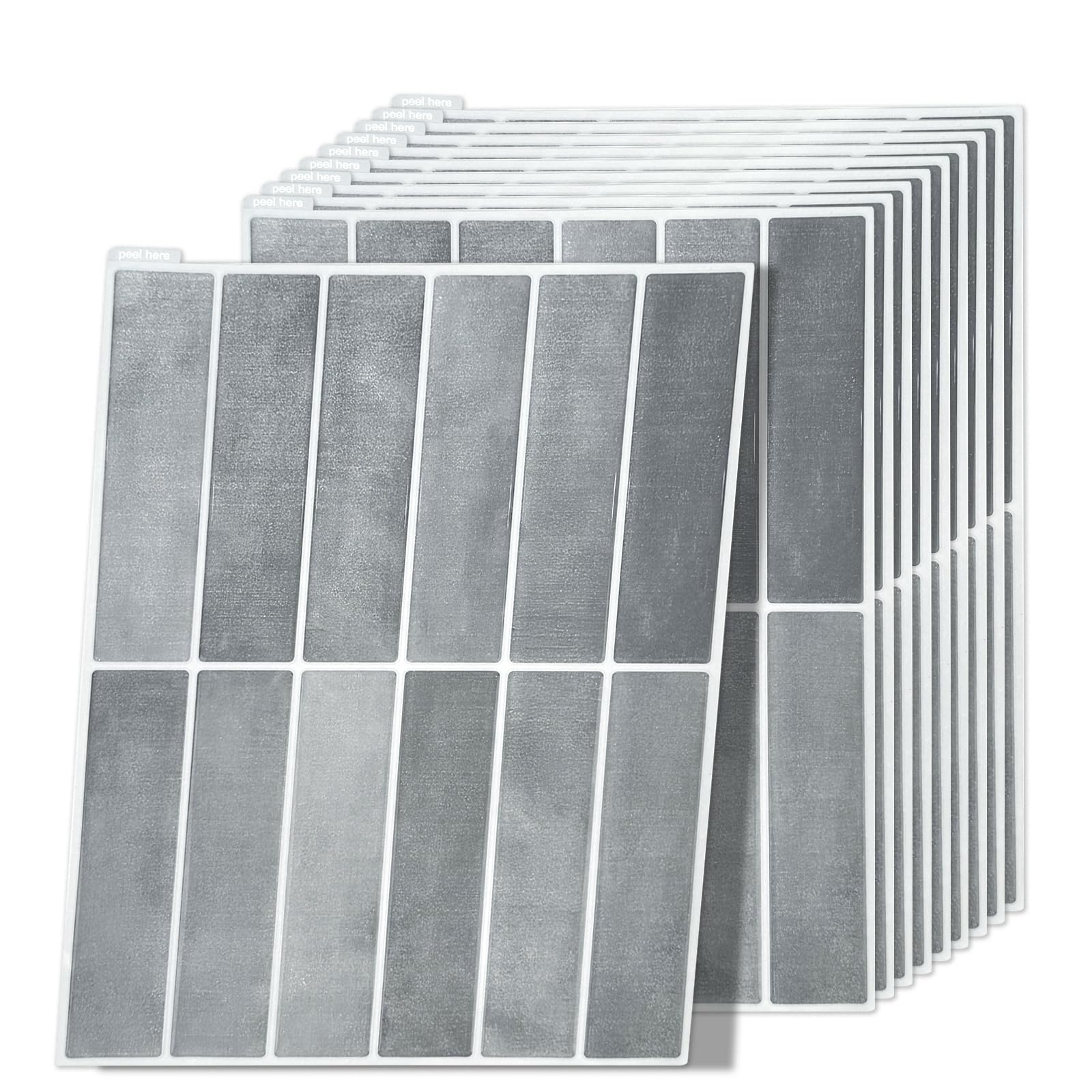 Peel and Stick Wall Tiles – 10 Sheets 12"x12" Self Adhesive Tile Stickers for Kitchen Splashback & Bathroom Walls – 3D Gel Effect PET Material – Waterproof (Gray, 10-Pack 9x11.5 in)