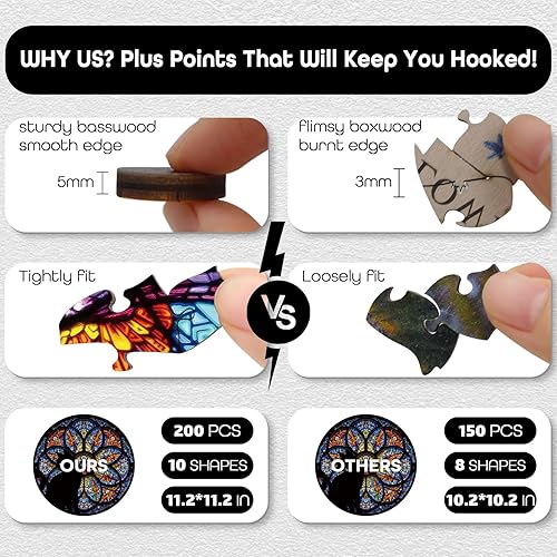 Miniatura 5 de Rompecabezas de madera de gato con vitrales para adultos, 200 piezas, coloridos rompecabezas religiosos de madera cristiana para adultos,