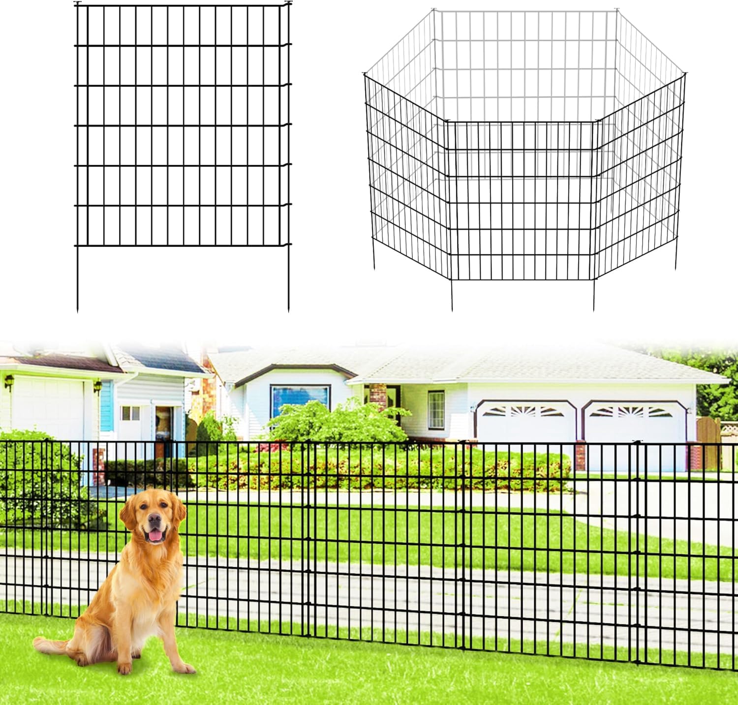 Thealyn Garden Fence 81cm High x 71cm Wide (5 Panels, Total Length 3.5m) No Dig Outdoor Rustproof Metal Decorative Dog Animal Barrier Border Fence for Yard Patio Flower Bed