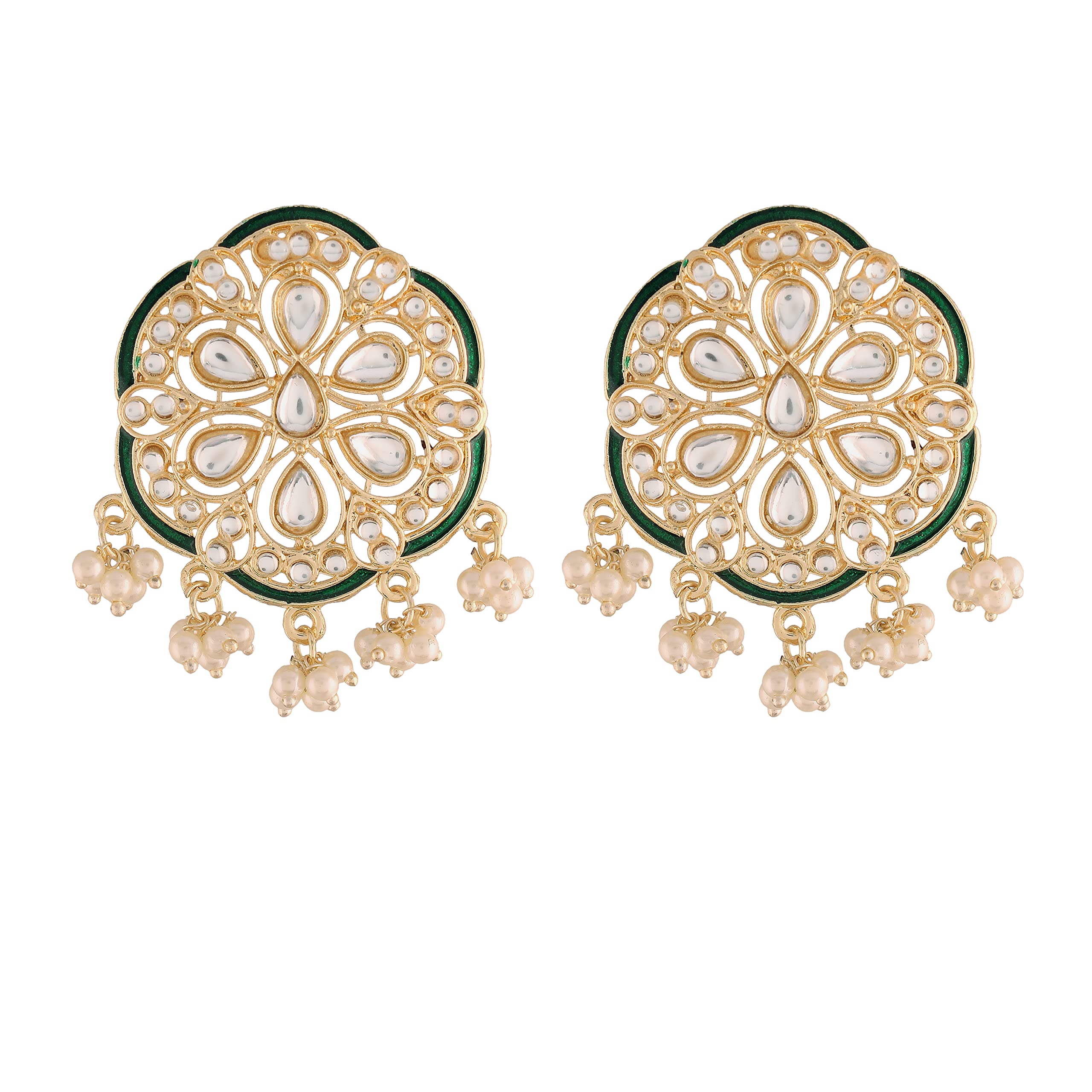 I Jewels 18k Gold Plated Green Meenakari Kundan Pearl Stud Earrings for Women (E2939G) (B09LD5BN8T) Amazon Price History, Amazon Price Tracker