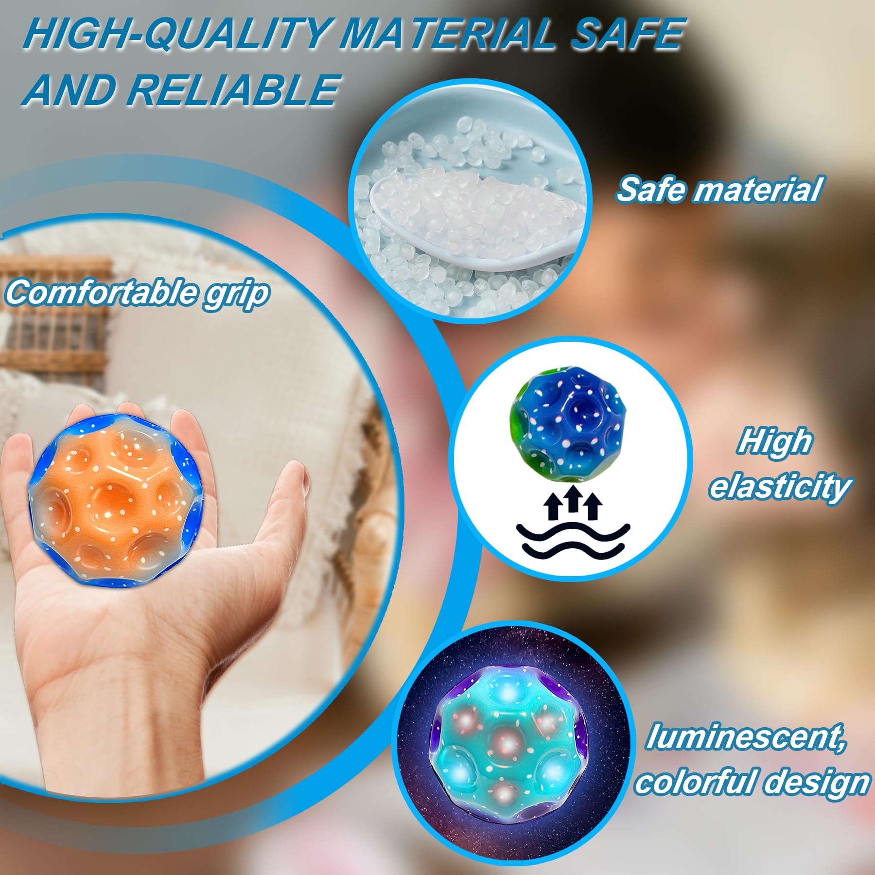 TZEKING 6PCS Astro Jumpl,7 cm,Space Bouncing,Palla Rimbalzante a 6 Colori, Facile da Impugnare, Regalo per Ragazzi e Ragazze, Adatta agli Adulti per Alleviare Lo Stress