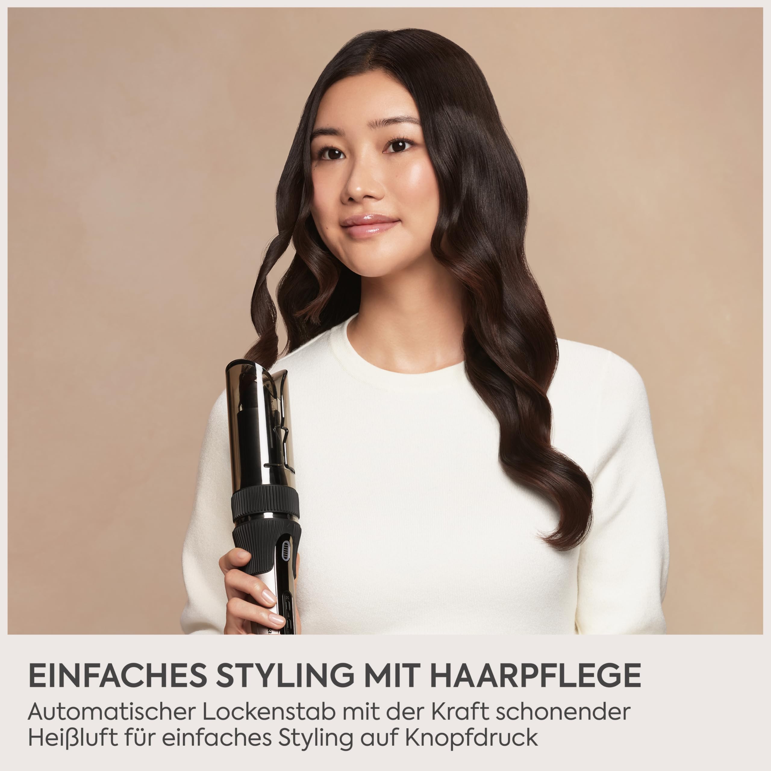 BaByliss Style Secret Air Automatisch Lockenstab – 25mm mit sanfter Wärme & Luftstrom, 48 Styling‑Kombinationen für definierte Locken, Beach Waves oder Föhn‑Look, für kurzes & langes Haar, C6686E
