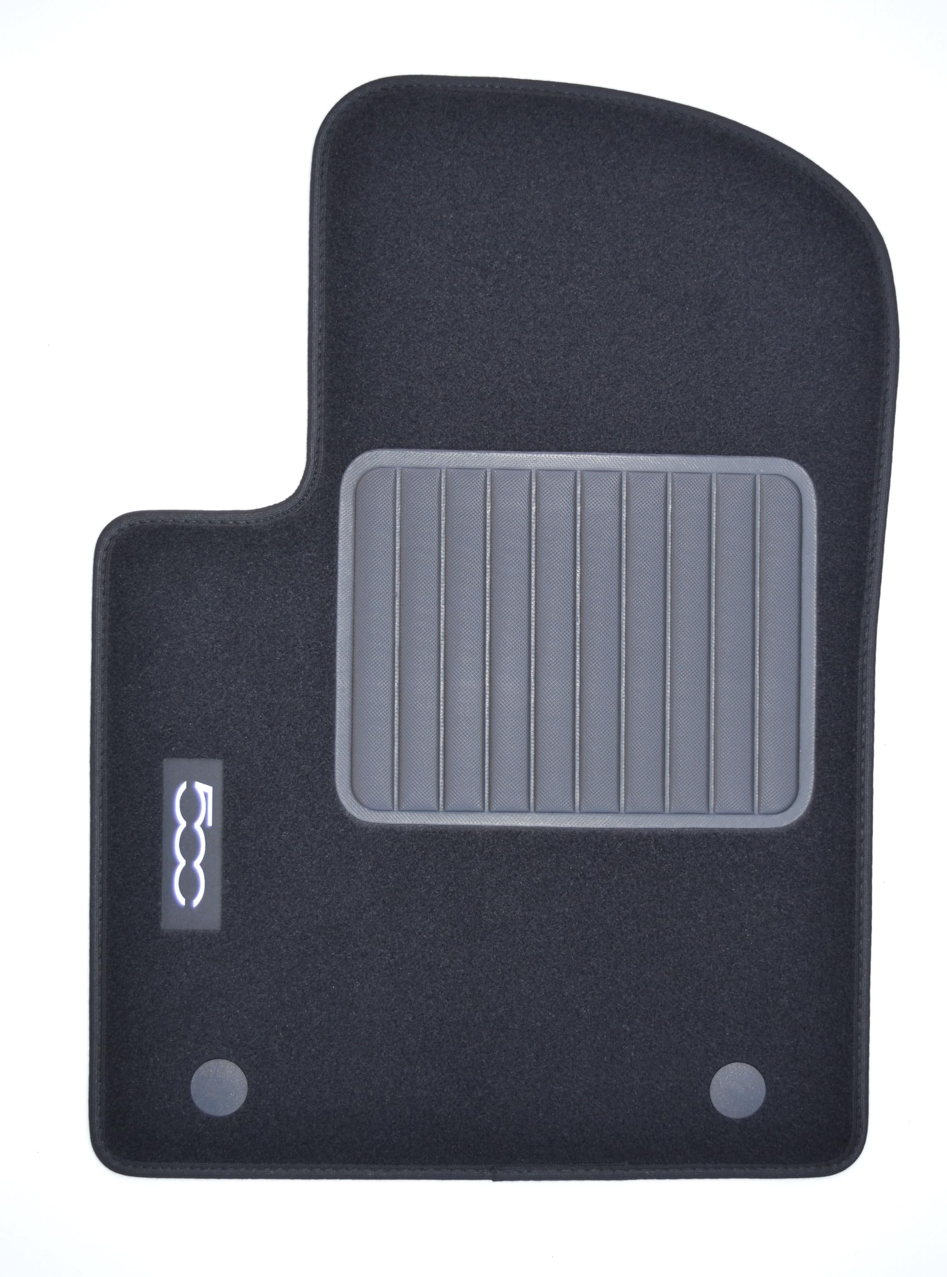 Tappetini Per Fiat 500 dal 2015, Con Logo Ricamato 2 Pin Di Sicurezza, Alta Qualità, Made In Italy.