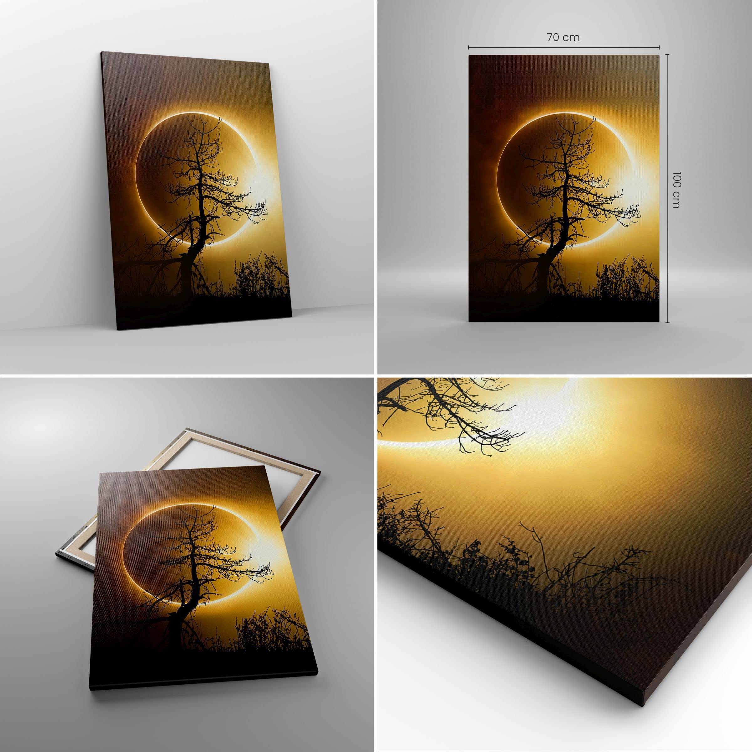 ARTTOR Stampe da Parete Moderne Verticali 70x100 cm Spazio Paesaggi - 4349 | Eclissi Sole Albero Quadro Decorativo Grande Soggiorno Camera da Letto Decorazione da Parete Arte da Parete ARTTOR