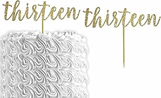 Glitter Number"Thirteen" 13th Birthday Cake Topper | Thirteen Birthday Party Cake Topper | Anniversary Party | Decorations (Gold)