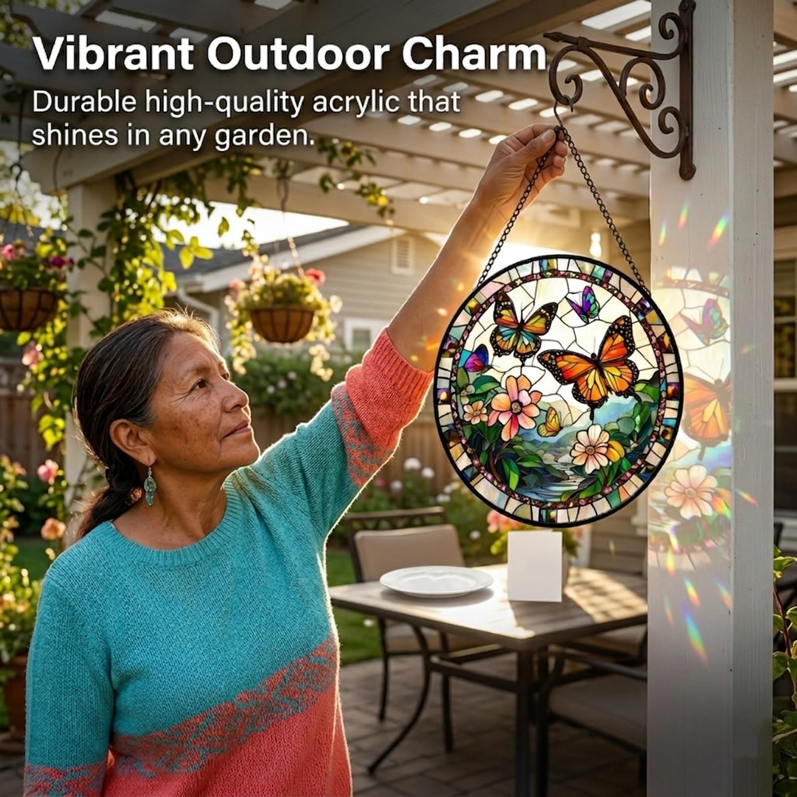 Regalos de mariposa para mamá: atrapasueños colgantes de cristal sintético para colgar en ventanas, para puerta, jardín, decoración acrílica, día de la madre, para mujeres, abuela, hermanas, esposa