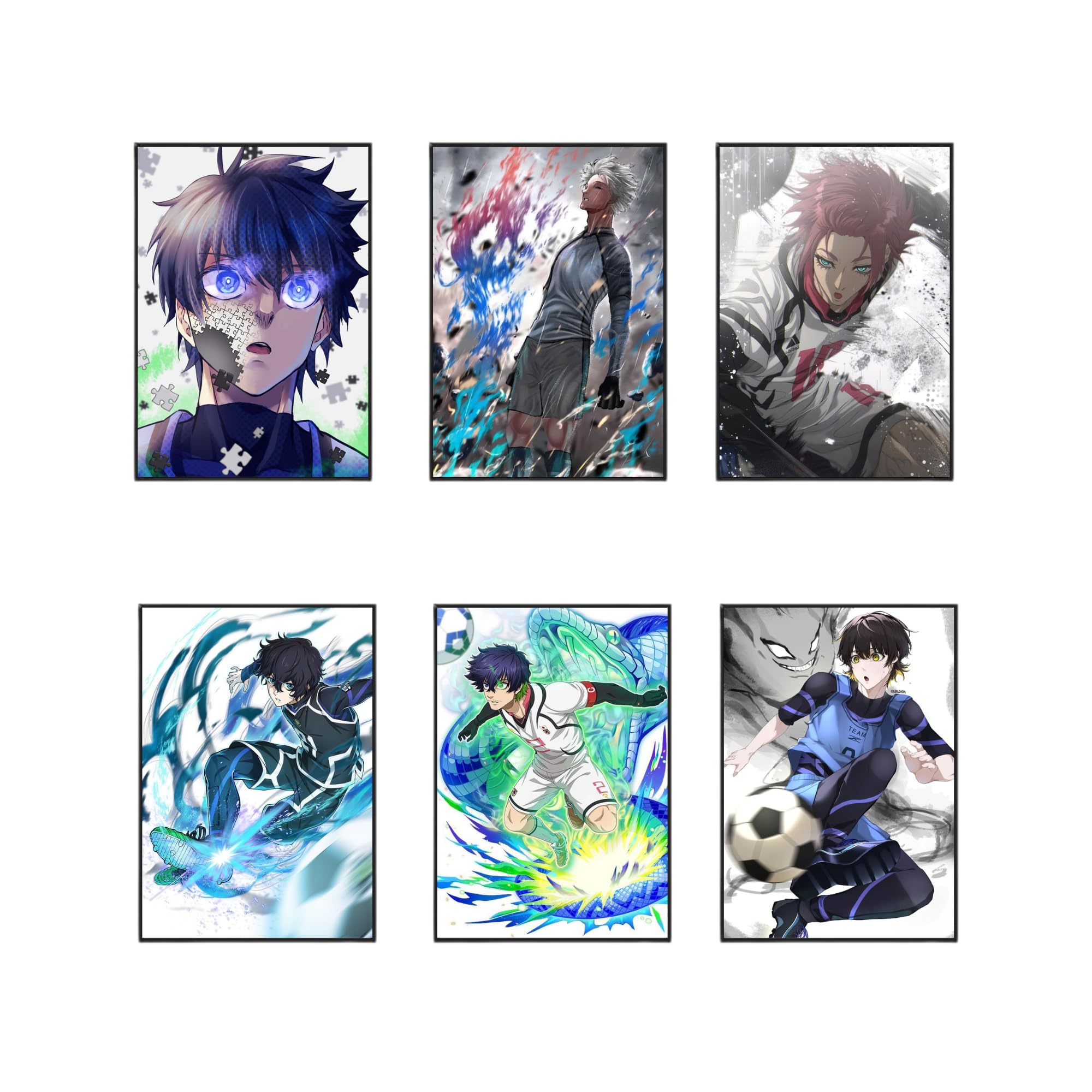 (Aniculture) Blue Lock Anime Wall Posters, Pack of 6, A4 Size (21x30 cm), 300 GSM, Adhesive Back, Wrinkle-Free,Character Collection-image-2