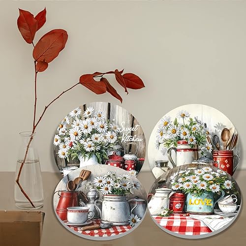 Miniatura 113 de Wildflowers - Juego de 4 fundas para quemadores de estufa de arte botánico, cubiertas superiores de estufa para quemadores de gas, estufa eléctrica