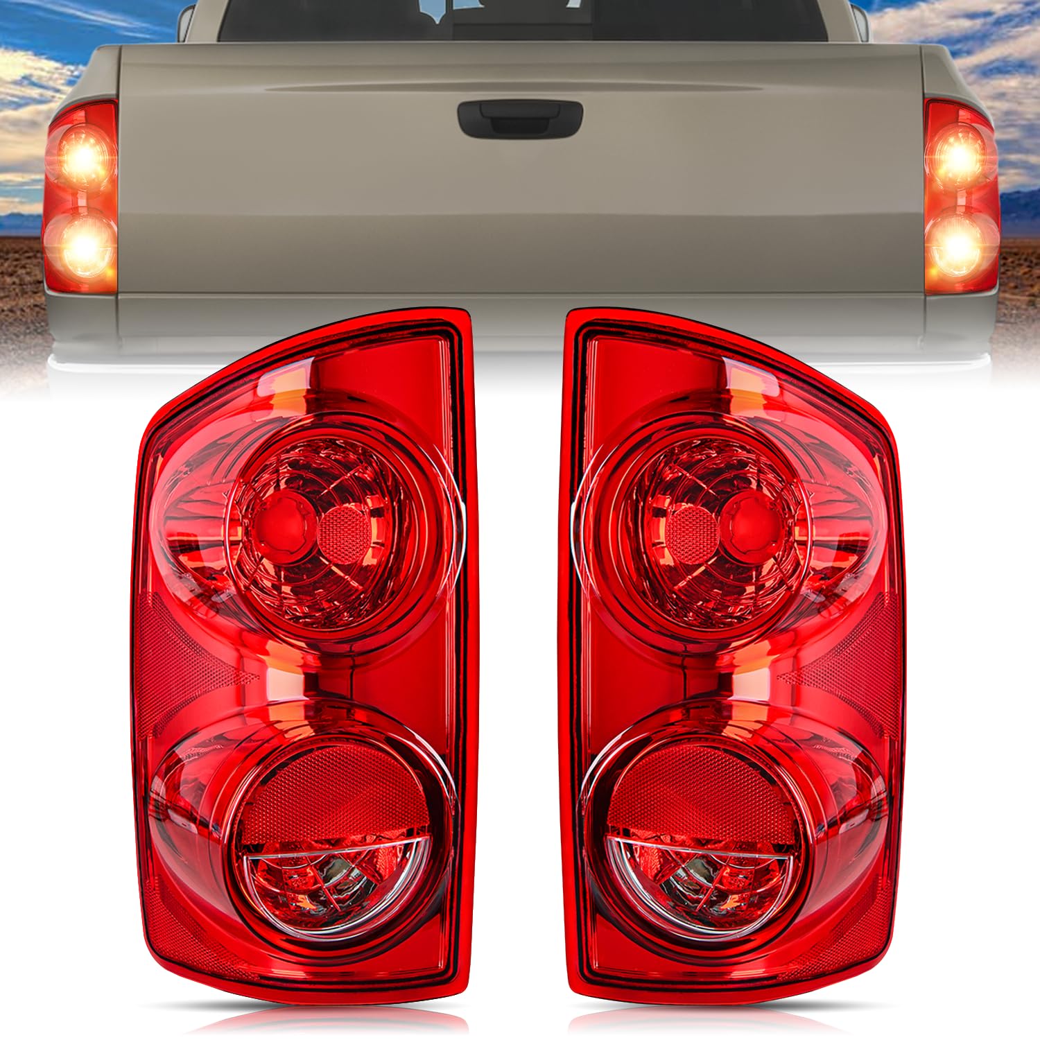 Nilight Taillight Assembly Compatible with 2007 2008 Dodge Ram 1500