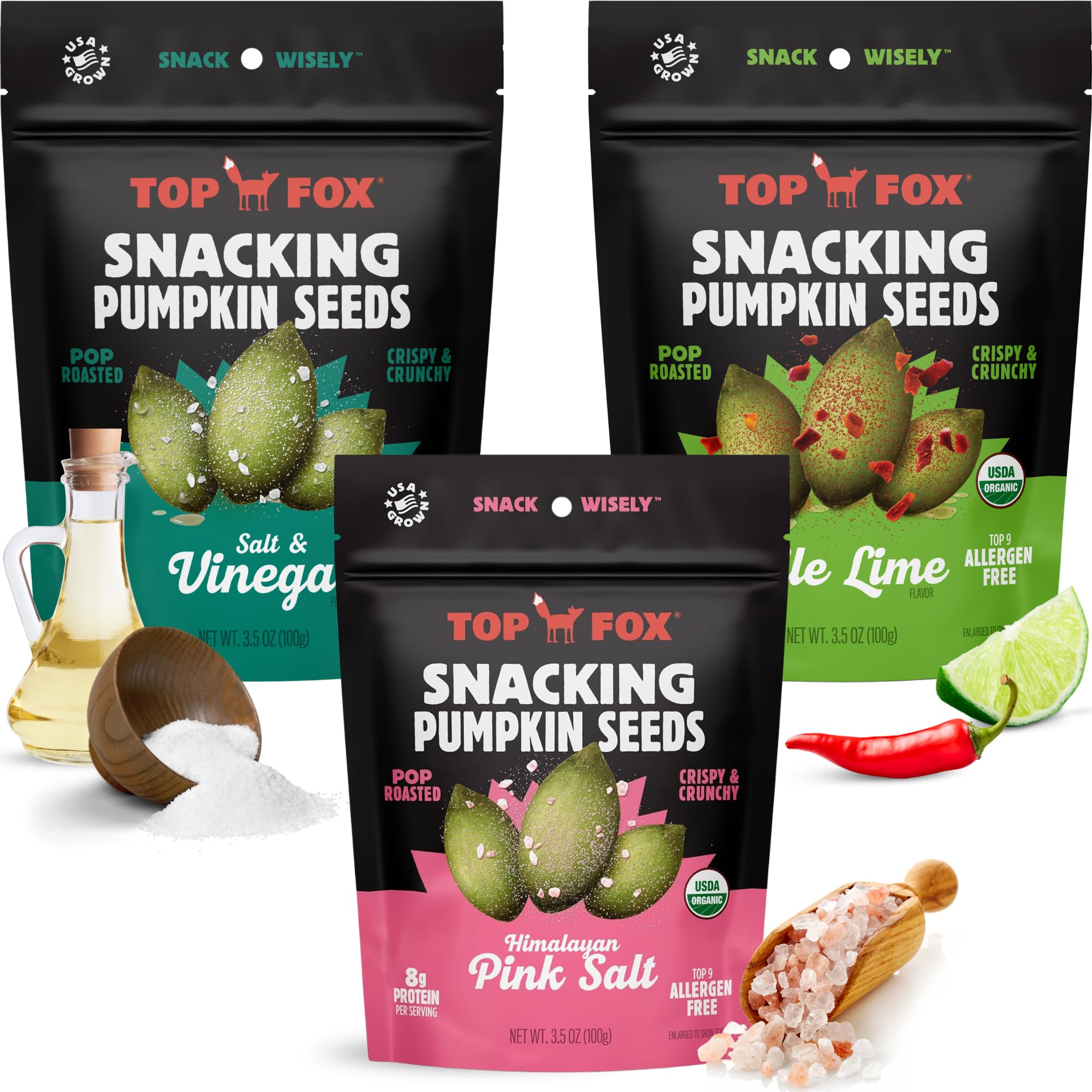 Amazon.com : Top Fox Snacks Pumpkin Seeds to Eat Variety