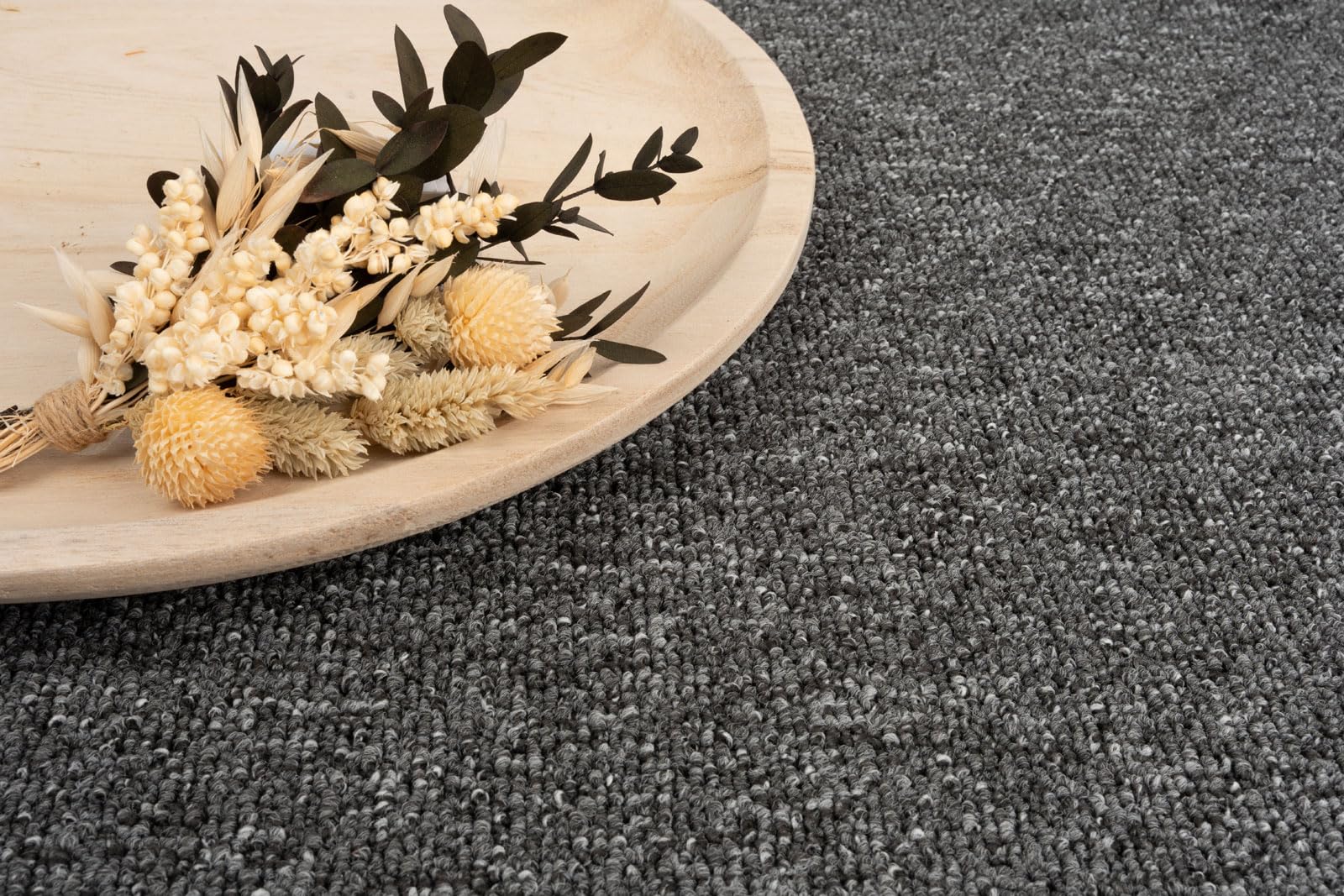 Teppichboden Meterware Auslegware Schlinge gemustert | 4m 5m breit, dunkel-grau anthrazit, 400x400cm