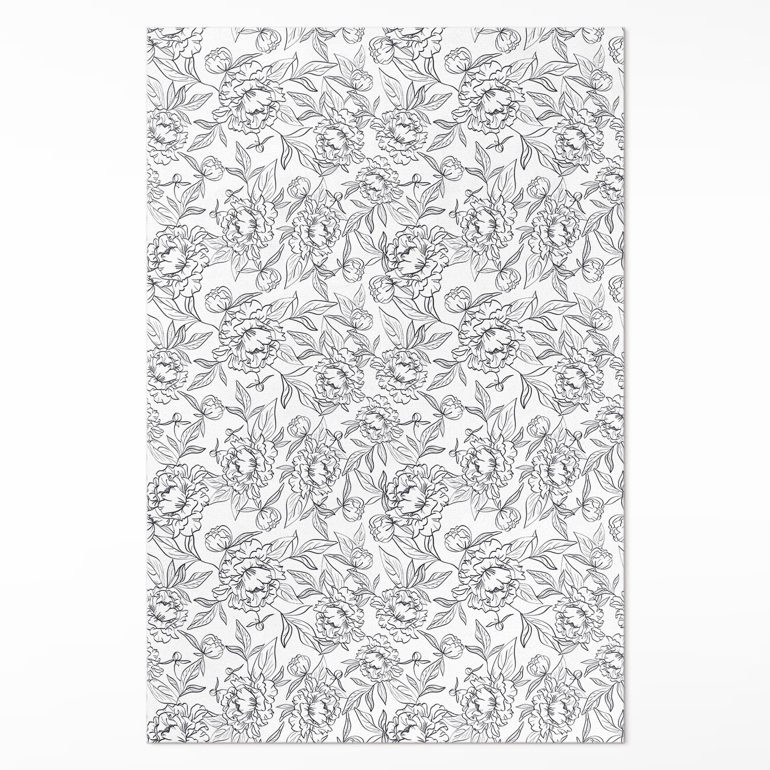 Tapis en vinyle 80x120 cm pour cuisine et salon au design pivoine moderne