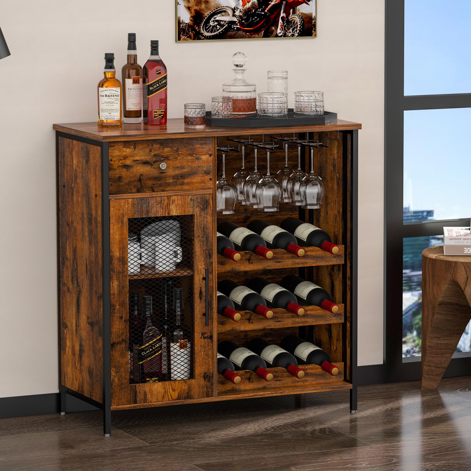 IDEALHOUSE Gabinete Industrial Para Bar De Vinos, Armario De Almacenamiento  De Licores Con Estante Para Vino, image size:1600x1600