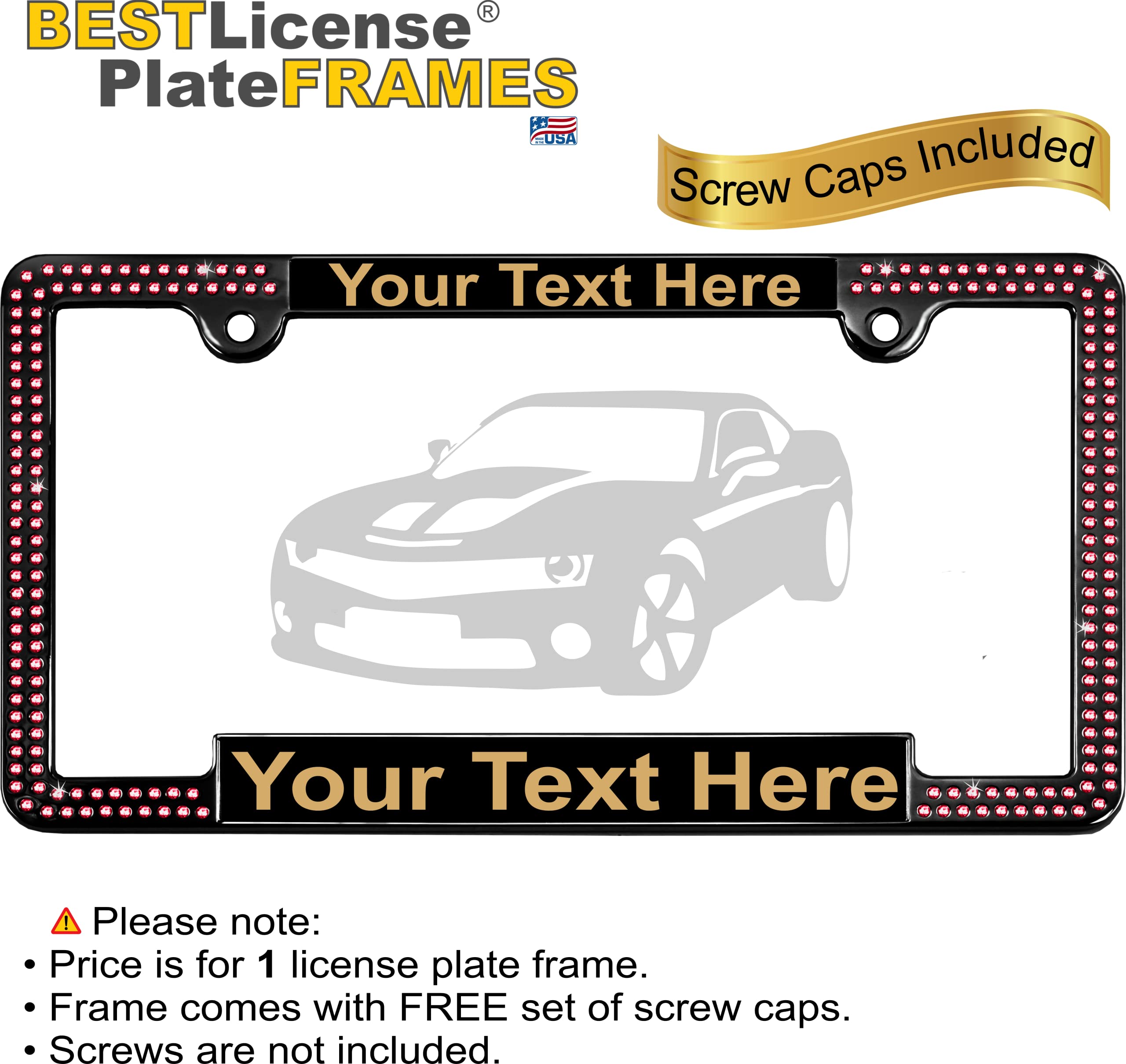 Crystals - Custom Personalized Black Metal Car License Plate Frame with Pink Cr - Picture 102 of 132