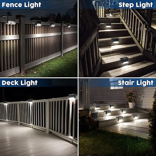 Miniatura 5 de Otdair Luces solares para terraza, 16 luces solares para escalones, impermeables, luces solares LED para escaleras, exteriores para terraza,