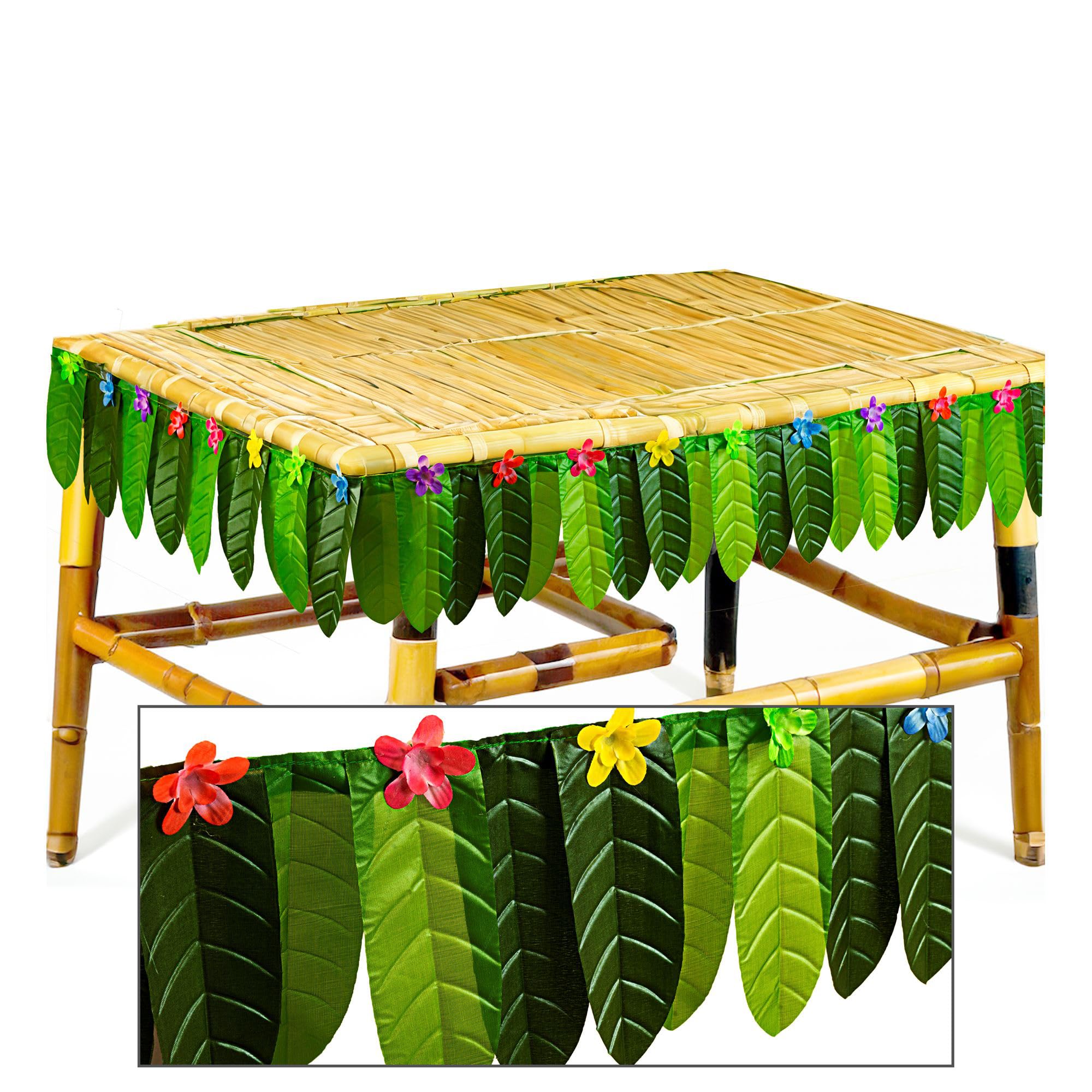 W WIDMANN Milano Party Fashion - Tropical Banana Leaf Table Decoration 2.75m Hawaiian Hula Carnival Party Decoration