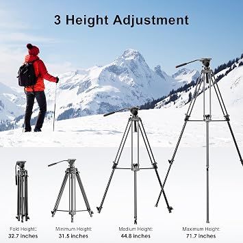 miliboo MTT500 Kit Portable Tripod for Camera Fluid Head Tripod Iron