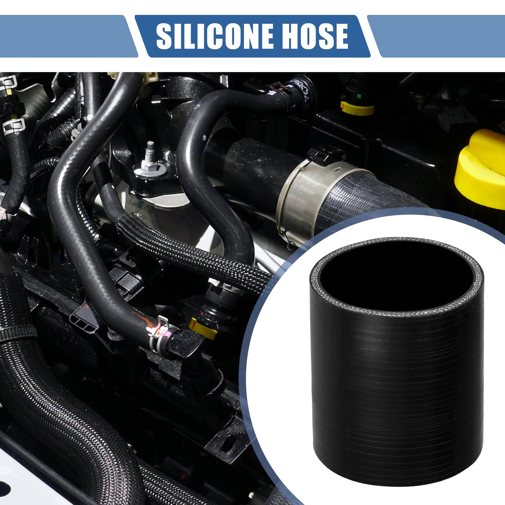 QUARKZMAN 1 Pz Tubo in Silicone per Auto Nero da 80mm (3.15") di Diametro Interno e 100mm (3.94") di Lunghezza a 0 Gradi, Universale