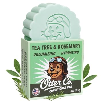 Otter co. Tea Tree & Rosemary Volumizing Conditioner Bar Castor & Olive Oil, Zinc, Vegan, Hydrating, Sulfate Free & Non Toxic Men & Women Bar Conditioner for Travel, All Hair Types, Made in USA