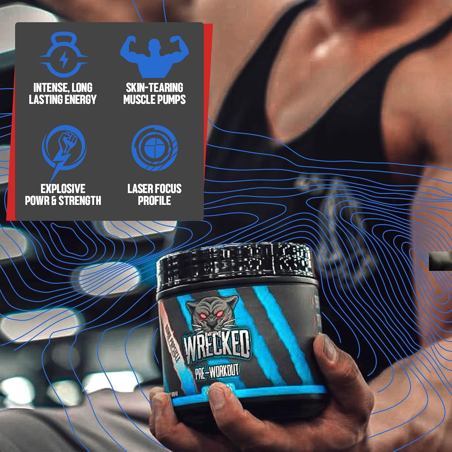 Huge Supplements Wrecked Pre-Workout, 30G+ Ingredients Per Serving to Boost Energy, Pumps, and Focus with L-Citrulline, Beta-Alanine, Hydromax, L-Tyrosine, and No Useless Fillers