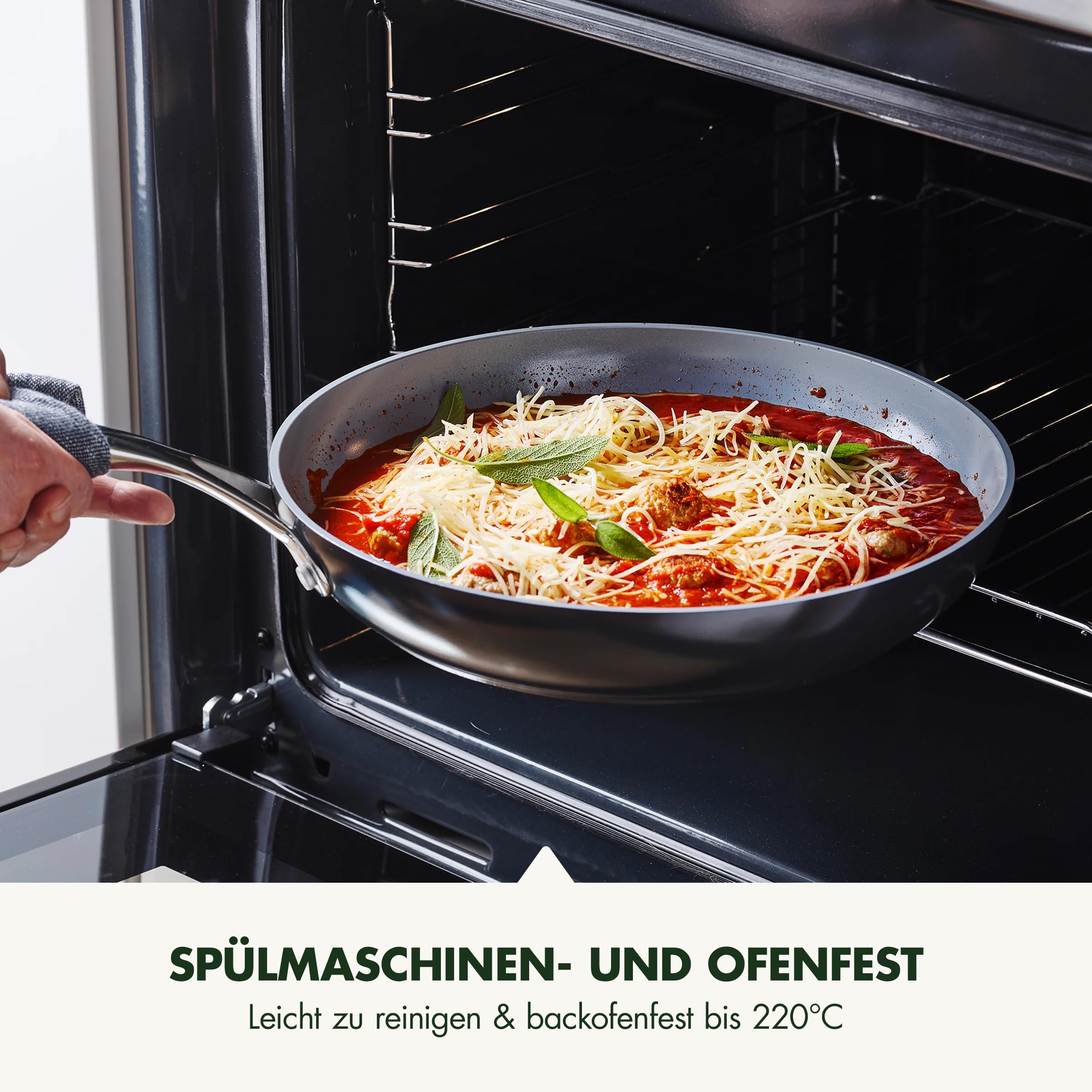 GreenPan Valencia Pro Harteloxierte Gesunde Keramik Anti-Stick 20 cm & 26 cm Bratpfannen-Set, PFAS-frei, Edelstahl-Griff, Induktion, Spülmaschinenfest, Backofenfest, Grau