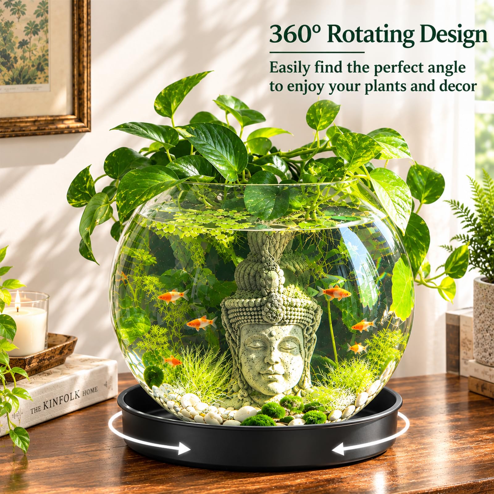 Rotating Plant Saucers - Black Metal -3
