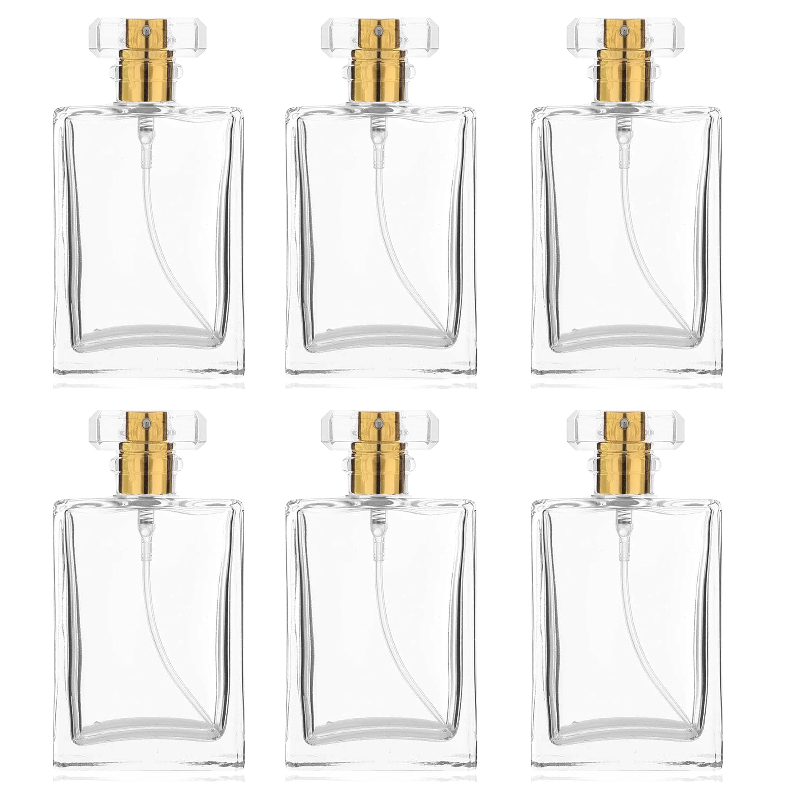 Hunky Dory 6pcs 50ml Empty Clear Glass Delicated Perfume Decant Spray Bottles with Metally Pump and Unique Cap For DIY Perfume, Essential Oils, Rose Water, Travel Use-image-42